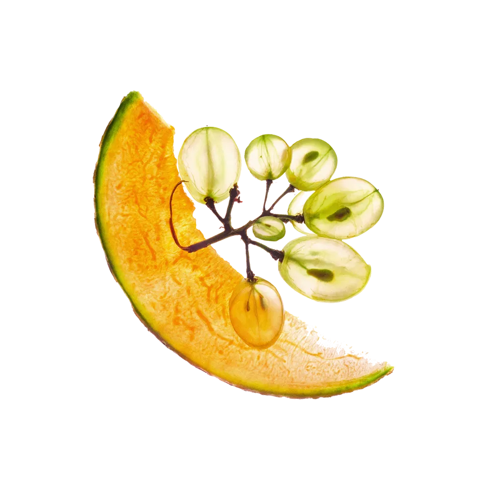 Cantaloupe meloen en witte druiven, rijk aan antioxidanten en basis van SkinAx complex voor huidverjonging